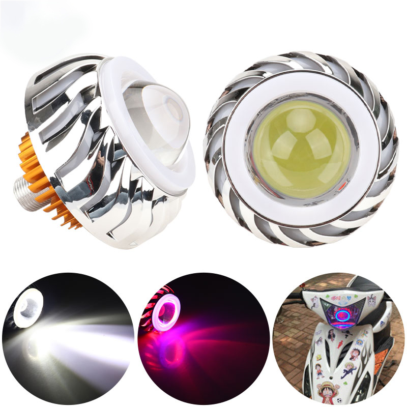 Projector Lamp Replacement - 1pc Motorcycle Headlight Dual Halo LED