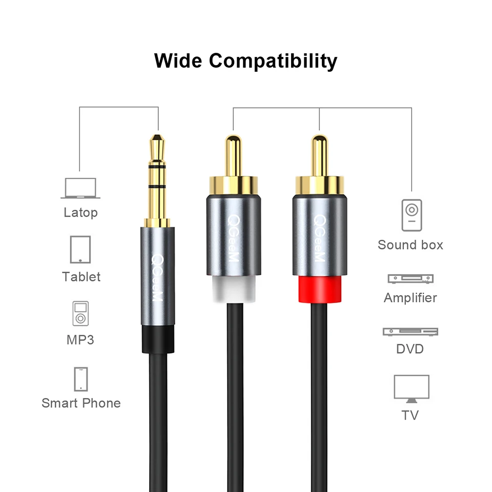 QGeeM RCA Cable 2RCA to 3.5 Au - Home Cinema Dvd recension och pris