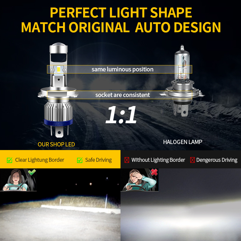 H4 HS1 LED Motorcycle Headligh - Projector Lamp Replacement recension och pris