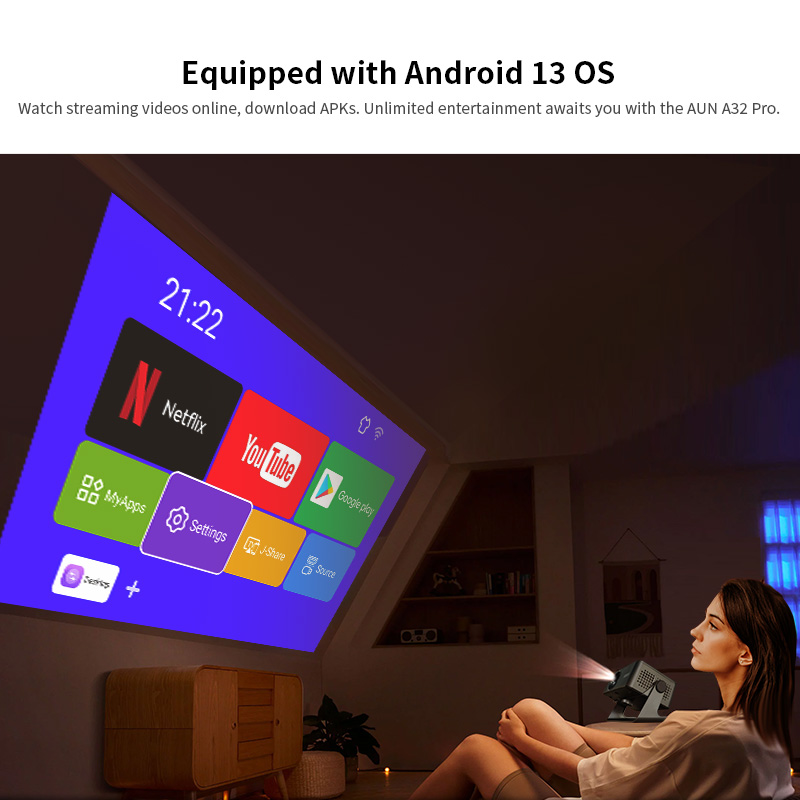 AUN A32 Pro Android 13 Project - Home Cinema Setup recension och pris