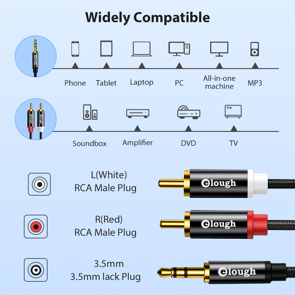 Elough RCA Cable AUX RCA Speak - Home Cinema Dvd recension och pris